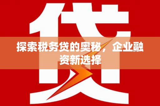 吴中探索税务贷的奥秘，企业融资新选择