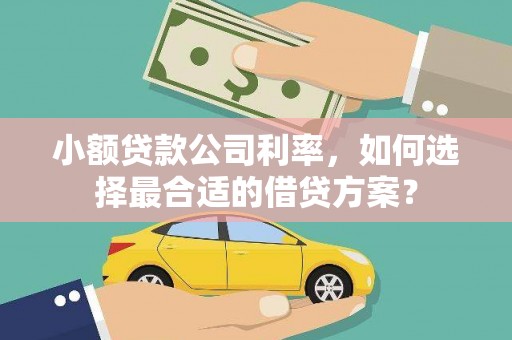 吴中小额贷款公司利率，如何选择最合适的借贷方案？